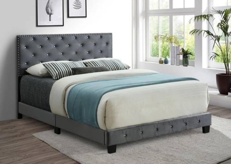 Brooks Furniture - Grey Velvet Platform Bed